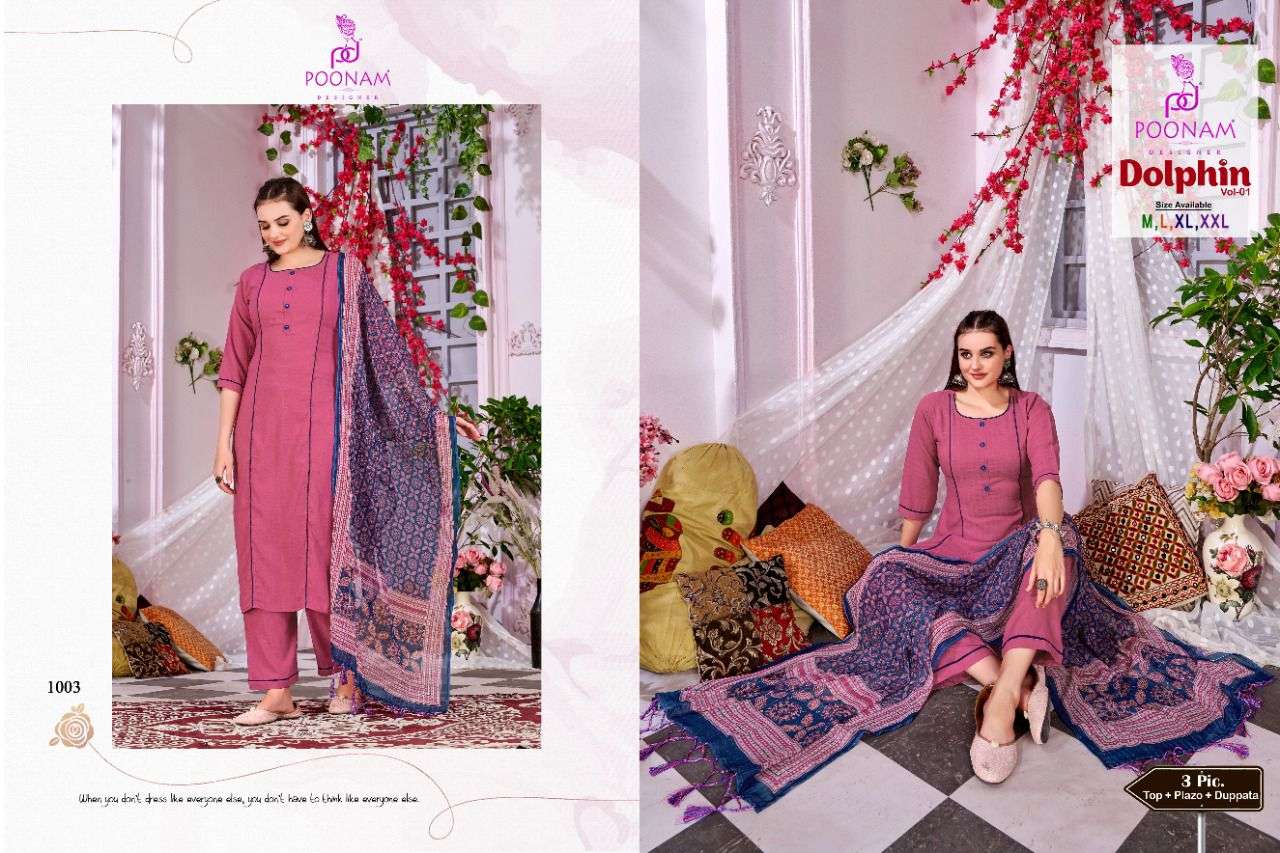 Poonam Designer- Dolphin Vol-01-fabric-viscose-dobby-aline-kurti-fancy-fabric-plazo-pant-georgette-corset-work-digital-print-dupatta-1003